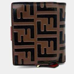 Pre Owned Fendi Brown Leather Half Wallet