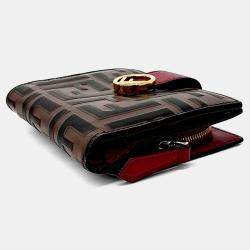Pre Owned Fendi Brown Leather Half Wallet