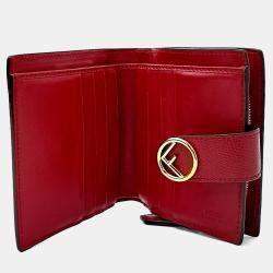 Pre Owned Fendi Brown Leather Half Wallet