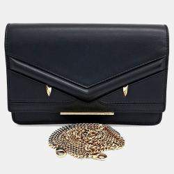 مملوكة مسبقًا Fendi Black Leather Mini Chain Crossbody Bag
