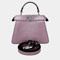 Pre Owned Fendi Purple Leather Selleria Peekaboo I See U Petite