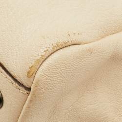 Pre Owned Fendi Peekaboo Large Cream Leather Top Handle Bag