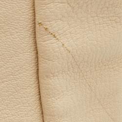 Pre Owned Fendi Peekaboo Large Cream Leather Top Handle Bag