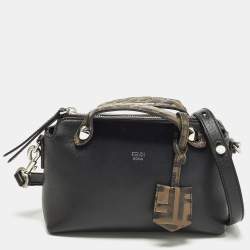 Pre Owned Fendi By The Way Mini Black/Brown Leather Crossbody Bag