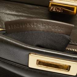 مملوكة مسبقًا Fendi Peekaboo Mini Dark Brown Leather Top Handle Bag