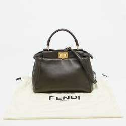 مملوكة مسبقًا Fendi Peekaboo Mini Dark Brown Leather Top Handle Bag