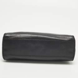 Pre Owned Fendi Peekaboo Mini Black Leather Top Handle Bag