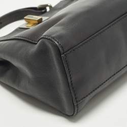 Pre Owned Fendi Peekaboo Mini Black Leather Top Handle Bag