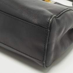 Pre Owned Fendi Peekaboo Mini Black Leather Top Handle Bag