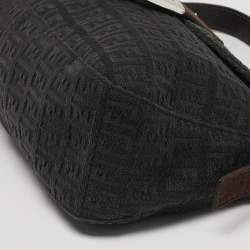 Pre Owned Fendi Baguette Grey/Brown Zucca Fabric and Suede Shoulder Bag