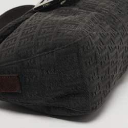 Pre Owned Fendi Baguette Grey/Brown Zucca Fabric and Suede Shoulder Bag