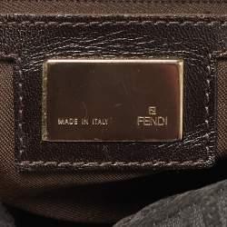 Pre Owned Fendi Baguette Grey/Brown Zucca Fabric and Suede Shoulder Bag