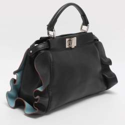 Pre Owned حقيبة فندي يد علوية بيكابوو جلد أسود بكشاكش صغيرة