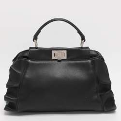 Pre Owned حقيبة فندي يد علوية بيكابوو جلد أسود بكشاكش صغيرة