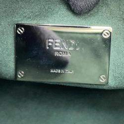 Pre Owned Fendi Zucca 2-Way Mini Bag Black/White Fur Leather