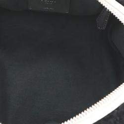 Pre Owned Fendi Zucca 2-Way Mini Bag Black/White Fur Leather