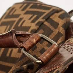 Pre Owned حقيبة فندي شيف دي جور صغيرة قماش وزوكا بني وجلد