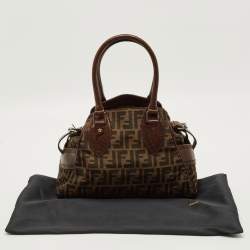 Pre Owned حقيبة فندي شيف دي جور صغيرة قماش وزوكا بني وجلد