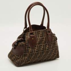 Pre Owned حقيبة فندي شيف دي جور صغيرة قماش وزوكا بني وجلد
