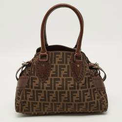 Pre Owned Fendi Chef De Jour Small Brown Zucca Canvas and Leather Bag