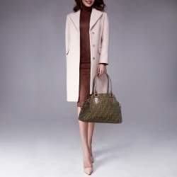 Pre Owned حقيبة فندي شيف دي جور صغيرة قماش وزوكا بني وجلد