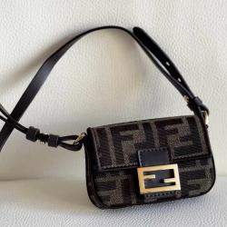 Pre Owned Fendi Mini baguette shoulder bag monogram with charm