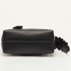 Pre Owned Fendi By The Way Mini Black Leather and Python Trim Flowerland Shoulder Bag