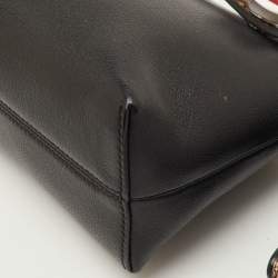 Pre Owned Fendi By The Way Mini Black Leather and Python Trim Flowerland Shoulder Bag