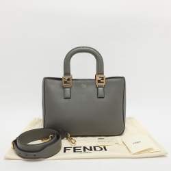 Pre Owned Fendi Gloria Small Grey Selleria Leather Tote