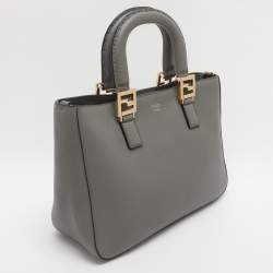 Pre Owned Fendi Gloria Small Grey Selleria Leather Tote