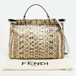 مملوكة مسبقًا Fendi Peekaboo Large Cream/White Python Leather Top Handle Bag