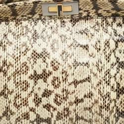 مملوكة مسبقًا Fendi Peekaboo Large Cream/White Python Leather Top Handle Bag