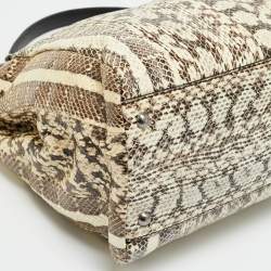 مملوكة مسبقًا Fendi Peekaboo Large Cream/White Python Leather Top Handle Bag