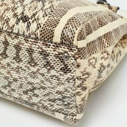 مملوكة مسبقًا Fendi Peekaboo Large Cream/White Python Leather Top Handle Bag