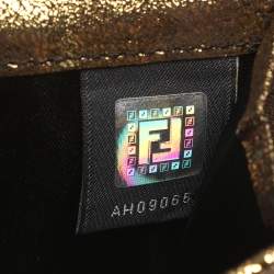 مملوكة مسبقًا Fendi Baguette Gold Canvas and Leather Bifold Wallet