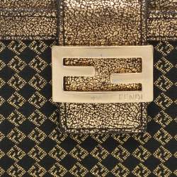 مملوكة مسبقًا Fendi Baguette Gold Canvas and Leather Bifold Wallet