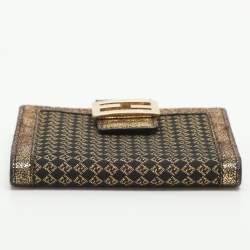 مملوكة مسبقًا Fendi Baguette Gold Canvas and Leather Bifold Wallet