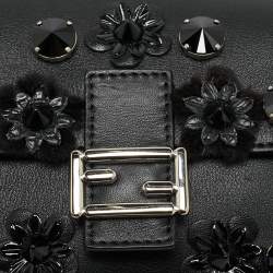 مملوكة مسبقًا Fendi Flowerland Micro Black/Blue Leather Double Baguette Bag