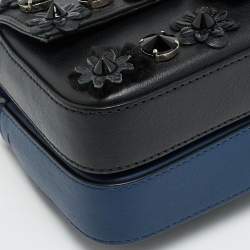 مملوكة مسبقًا Fendi Flowerland Micro Black/Blue Leather Double Baguette Bag