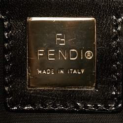 Pre Owned Fendi Baguette Black Beaded and Leather Flap Bag