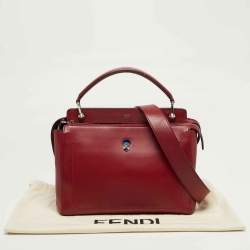 Pre Owned Fendi Dotcom Large Red Leather Top Handle Bag
