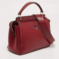 Pre Owned Fendi Dotcom Large Red Leather Top Handle Bag