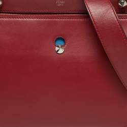 Pre Owned Fendi Dotcom Large Red Leather Top Handle Bag