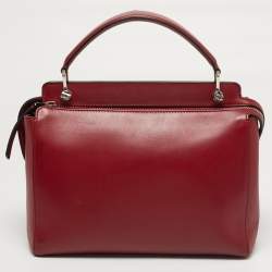 Pre Owned Fendi Dotcom Large Red Leather Top Handle Bag