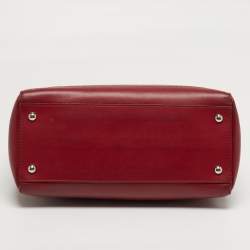 Pre Owned Fendi Dotcom Large Red Leather Top Handle Bag