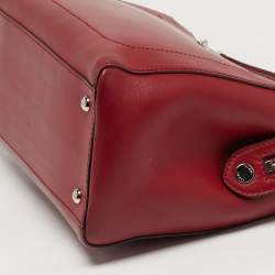 Pre Owned Fendi Dotcom Large Red Leather Top Handle Bag