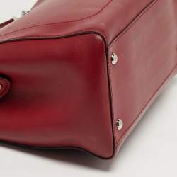 Pre Owned Fendi Dotcom Large Red Leather Top Handle Bag