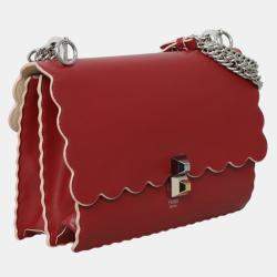 مملوكة مسبقًا حقيبة كتف فندي كان أي جلد ناعم بورغندي وسط