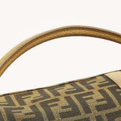 Pre Owned حقيبة ساتشل فندي ليندا جلد محكم وكانفاس زوكا تبغ/بني فاتح كبيرة