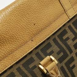 Pre Owned حقيبة ساتشل فندي ليندا جلد محكم وكانفاس زوكا تبغ/بني فاتح كبيرة